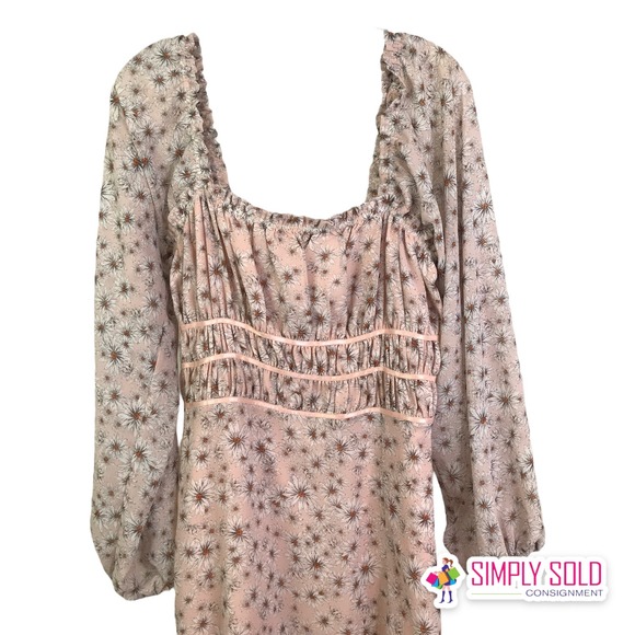 WAYF Influencing In Color Liza Smocked Prairie Long-Sleeve Midi Dress  Sz L / 1 - Picture 4 of 9